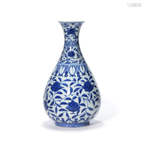 A Blue and White Floral Porcelain Vase