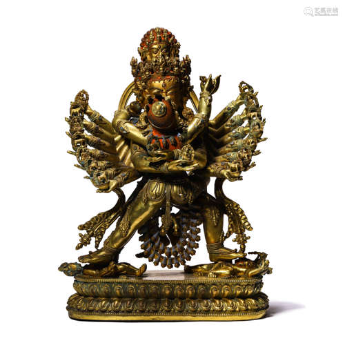 A Gild Bronze Jinxi Vajra Statue