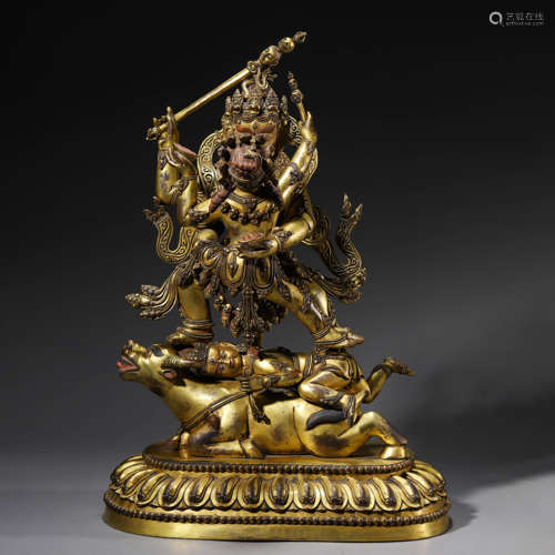 A Gild Bronze King Yama Statue