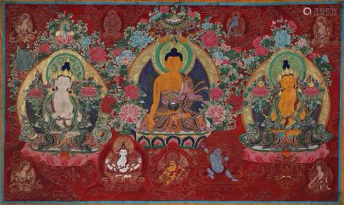 A Thangka of Three Ages Buddhas