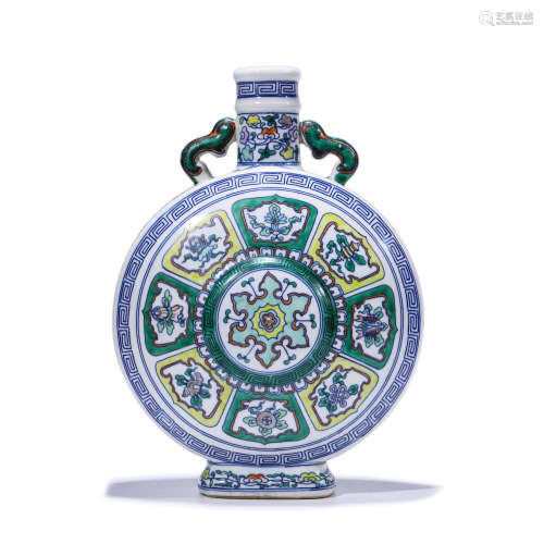 A Doucai Eight Treasures Pattern Porcelain Double Ears Vase