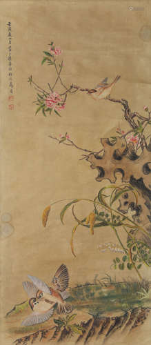 A Chinese Flowers&birds Painting, Ma Jin Mark