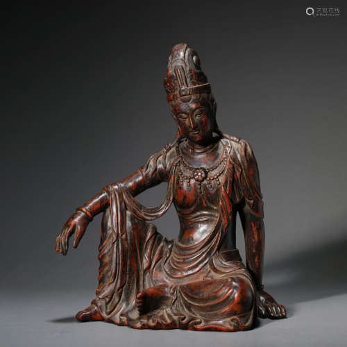 A Wood Carved Guanyin Statue