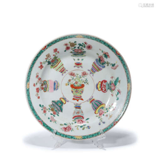 A Famille Rose Eight Treasures Pattern Porcelain Plate