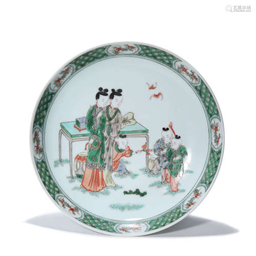 A Famille Verte Figures Porcelain Plate