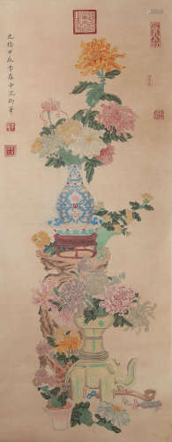 A Chinese Flowers Painting, Empress Dowager Cixi Mark