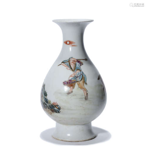 A Famille Rose Figure Porcelain Vase