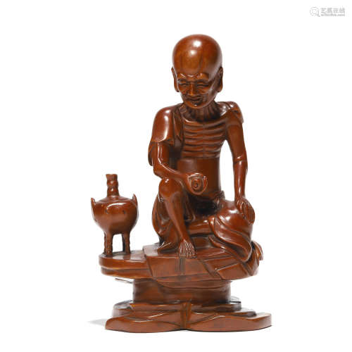 A Boxwood Carved Figure Ornament