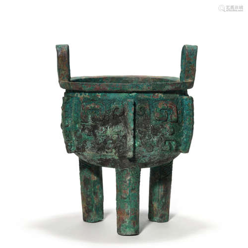 A Taotie Pattern Bronze Three-legged Vessel