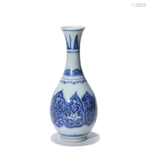 A Blue and White Floral Porcelain Vase