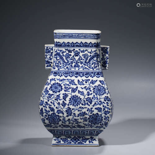 A Blue and White Floral Porcelain Guan Er Zun