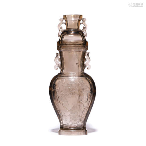 A Crystal Double Ears Oblate Vase