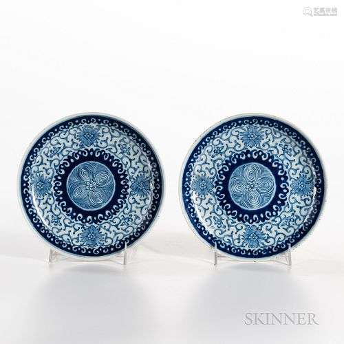 Pair of Blue and White Dishes