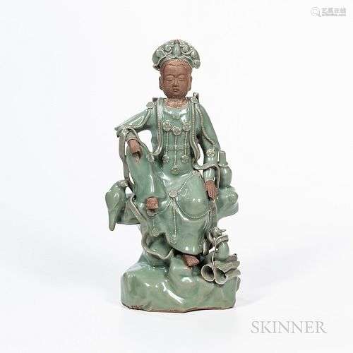 Celadon-glazed Figure of Guanyin