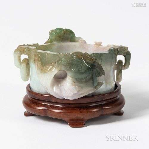 Small Carved Jadeite Bowl