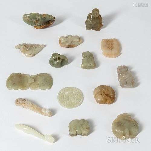 Fifteen Mostly Carved Hardstone Items