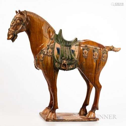 Monumental Sancai-glazed Caparisoned Horse