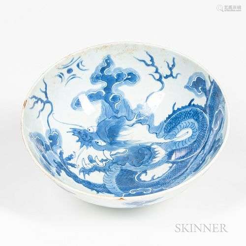 Blue and White Dragon Bowl