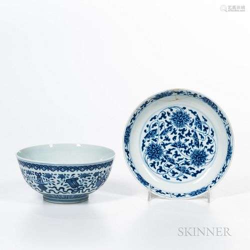 Two Blue and White Porcelain Items