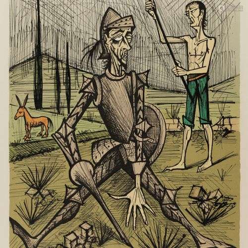 Bernard Buffet (1925-1999) Don Quichotte, lithographie, sign...