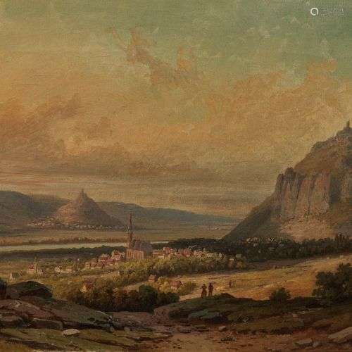 Carl Wülfing (1812-1871) Paysage animé, huile sur toile, 24x...