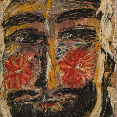 Fateh Moudarres (1922-1999) Portrait d'homme barbu, huile su...
