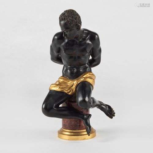 Statuette de Numide, XIXe s Bronze patiné et bronze doré, H ...