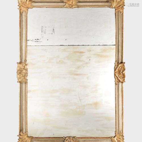Grand miroir rectangulaire, Italie, XIXe s Bois laqué gris e...