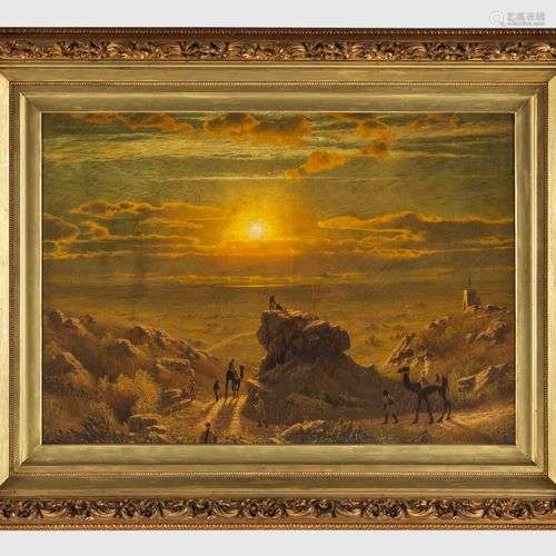 James Fairman (1826-1904) Coucher de soleil, huile sur toile...