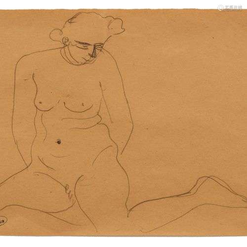 André Derain (1880-1954) Etude de nu assis, fusain sur papie...