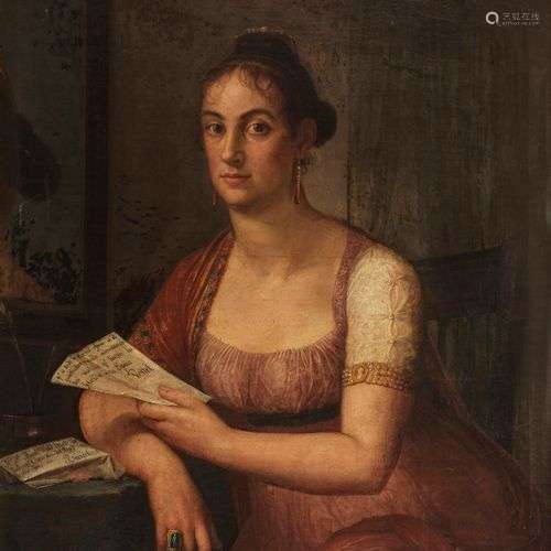 Ecole début XIXe s, probablement espagnole Portrait de femme...