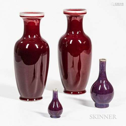 Four Flambe-glazed Vases