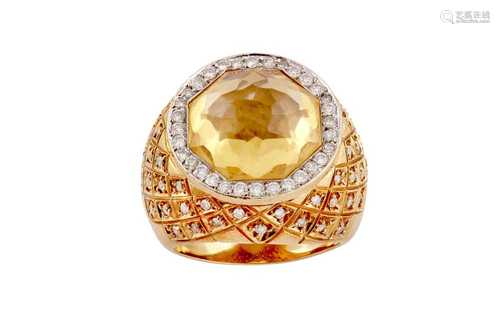 A citrine and diamond dress ring