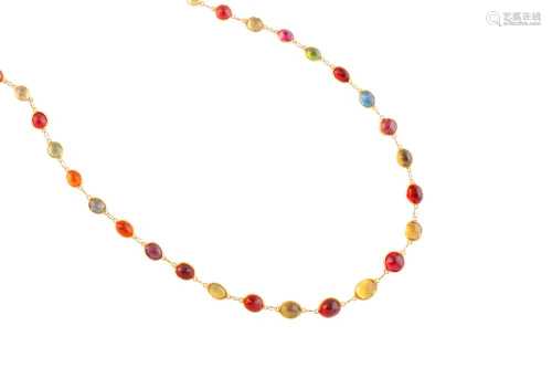 A multi gem-set necklace