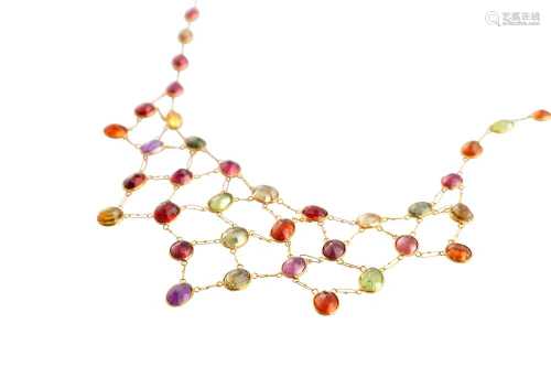 A multi-gem bib necklace