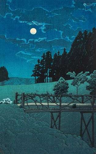 Kawase Hasui (1883-1957), <i>Moon over Akebi Bridge</b></i><...