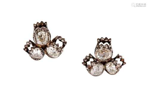 A pair of diamond earstuds, circa 1880