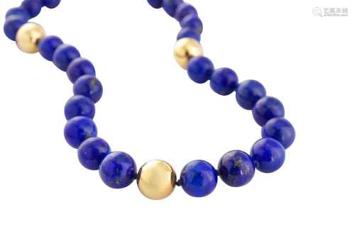 A lapis lazuli and diamond necklace