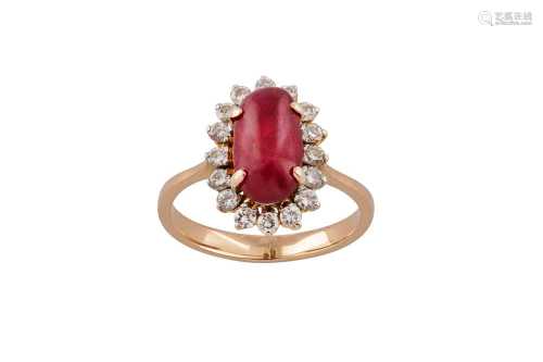 A ruby and diamond cluster ring