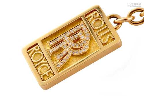 A gold and diamond-set 'Rolls Royce' keychain