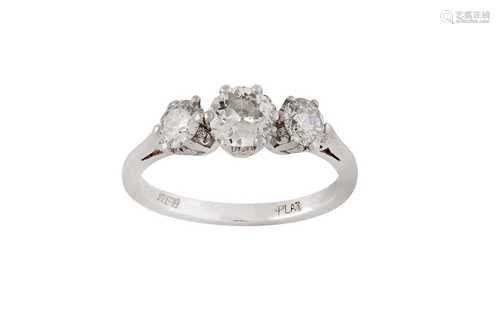 A diamond three-stone ring