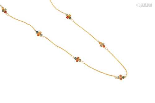 A multi-coloured sapphire necklace