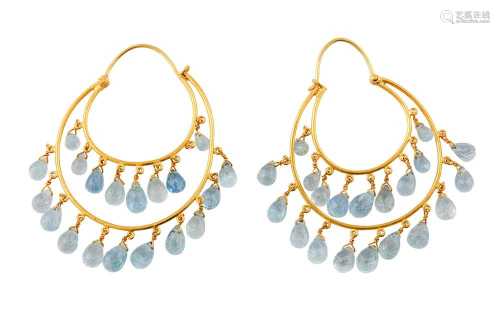 A pair of blue topaz earrings