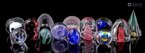 13 glass paperweights