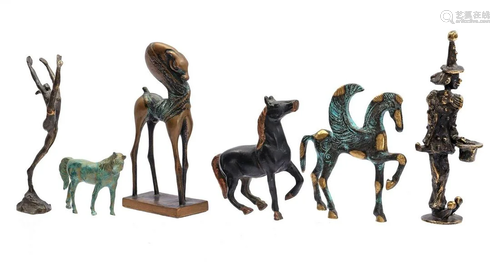 lot 6 bronze figurines