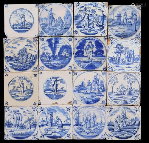 16 glazed earthenware tiles