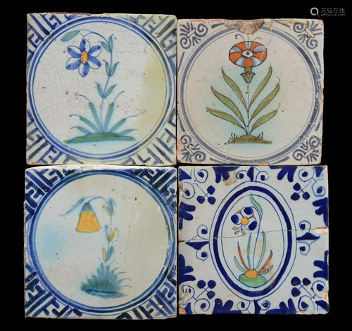 Lot of glazed earthenware tiles