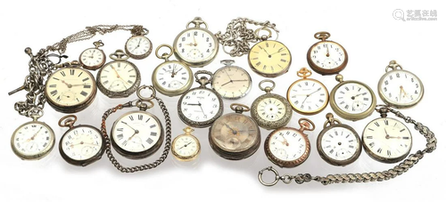 Lot with 22 various vest pocket watches