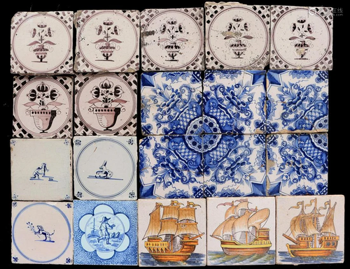 20 glazed earthenware tiles