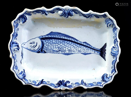 Porceleyne Bijl blue white porcelain herring dish